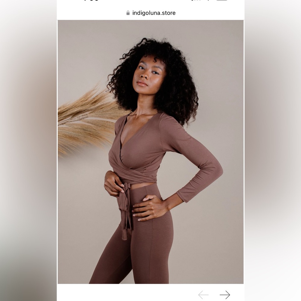 Layla flares and Agni wrap top chocolate